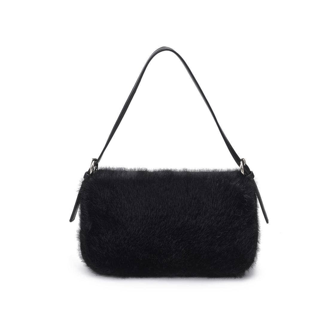 Gloria Black Plush Shoulder Bag
