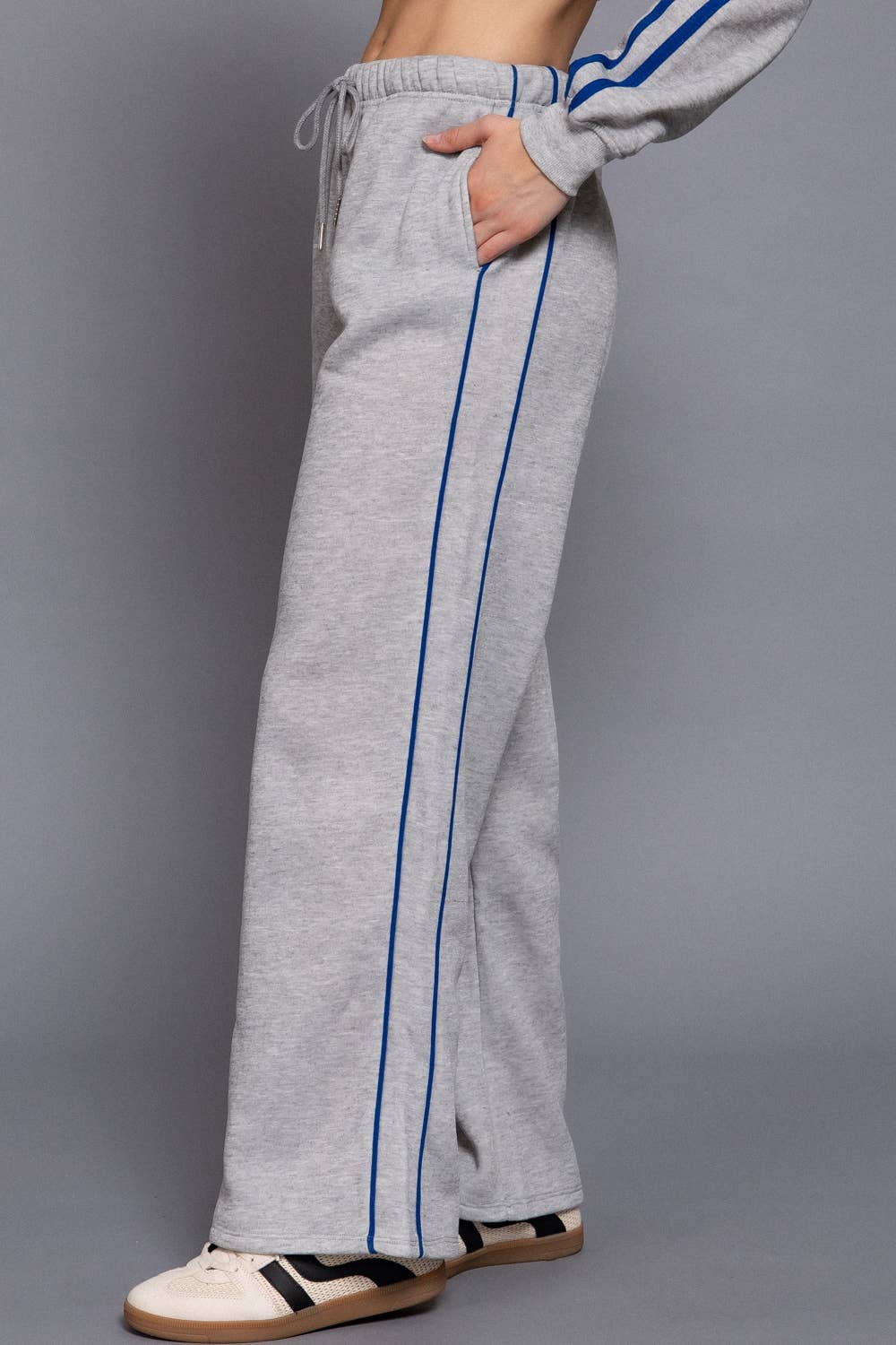 Contrast Stripe Grey Sweatpants