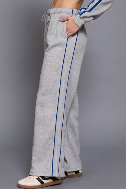 Contrast Stripe Grey Sweatpants