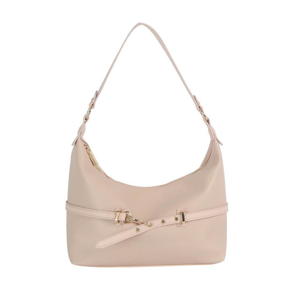 Horsebit Strap Hobo Shoulder Bag (Pink or Olive)