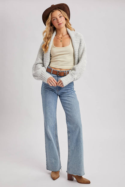 Grey Cropped Chunky Shrug Sweater