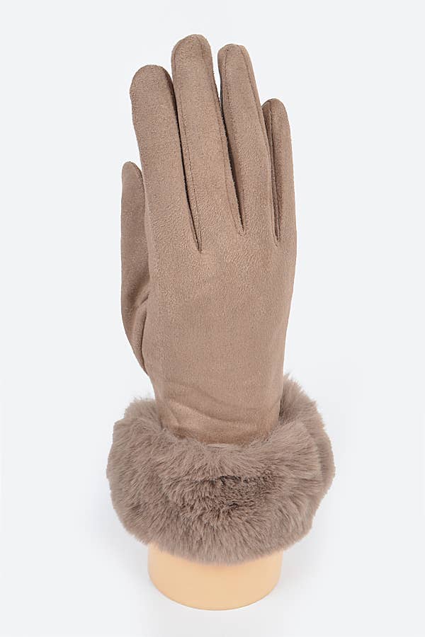 Faux Suede Gloves W faux fur - 3 Colors