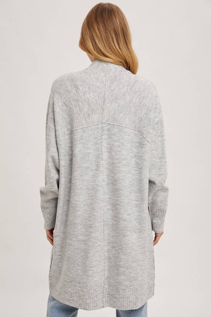 Grey Marble Open Front Long Line Cardigan
