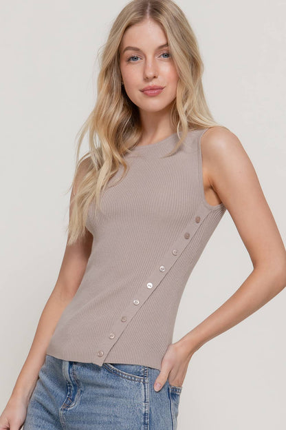 Boat Neck Top with Diagonal Placket