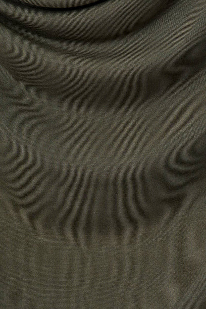 Olive Cowl Neck Cap Sleeve Top