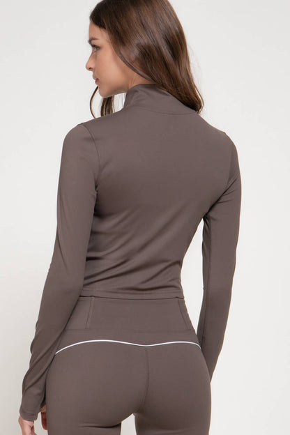 Coffee Front Double Zip Jacket