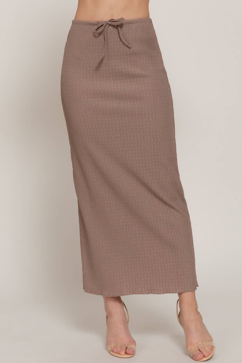 Taupe Texture Knit Long Skirt