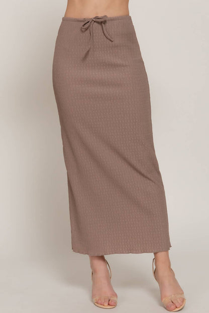 Taupe Texture Knit Long Skirt