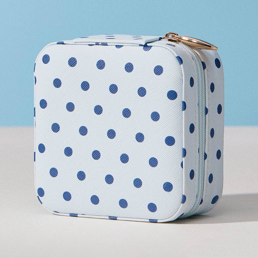 Polka Dot Pattern Print Portable Square Jewelry Box