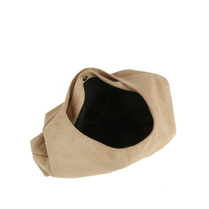 Faux Suede Hobo Tote Bag in Coffee brown