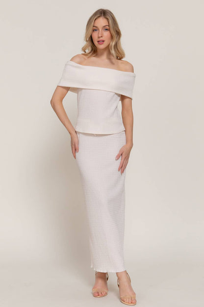 Ivory Adjustable Texture Knit Skirt