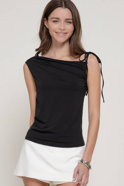 Sleeveless One Shoulder with Strap Knit Top