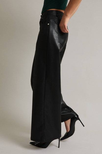 High Waist Black Faux Leather Pants