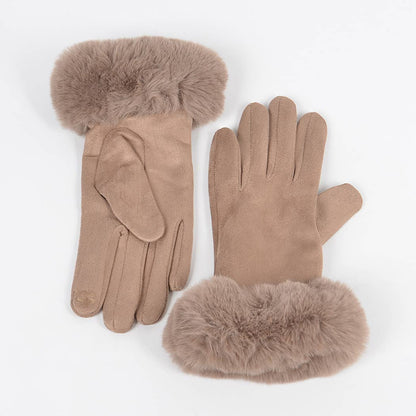 Faux Suede Gloves W faux fur - 3 Colors