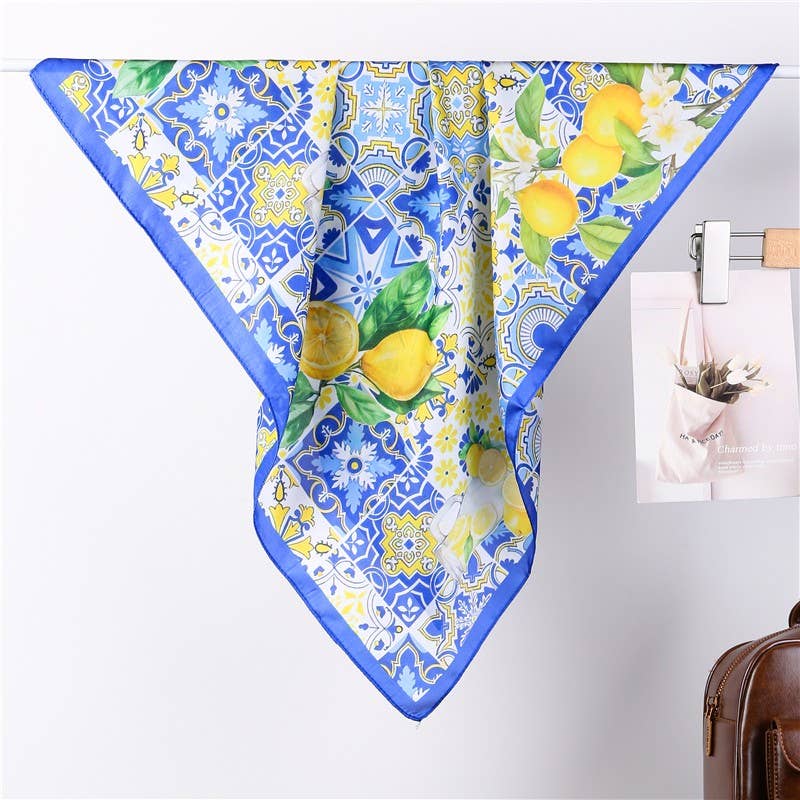 Lemon & Tile Daisy Silky Feel Bandana Scarf