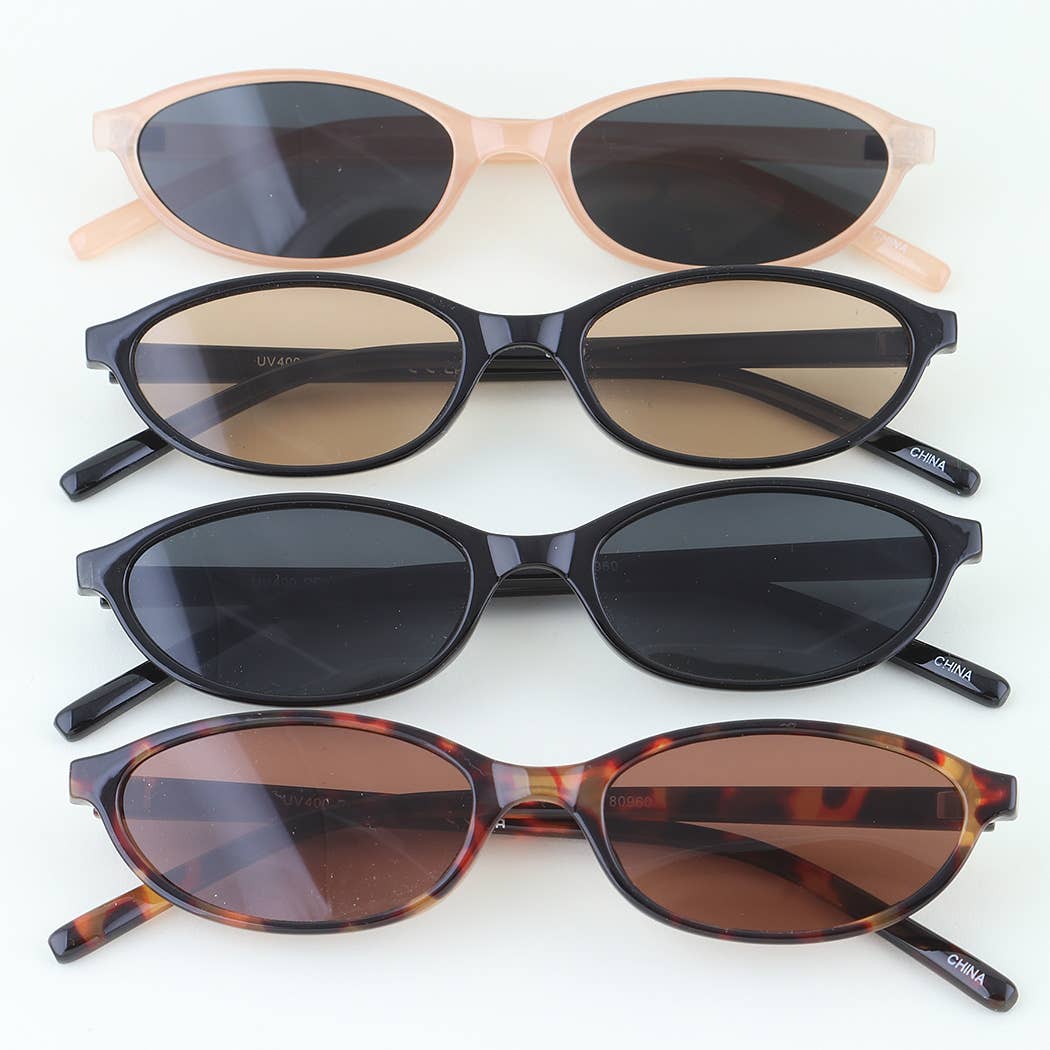 Sleek Small Lens Chic Oval Sunglasses