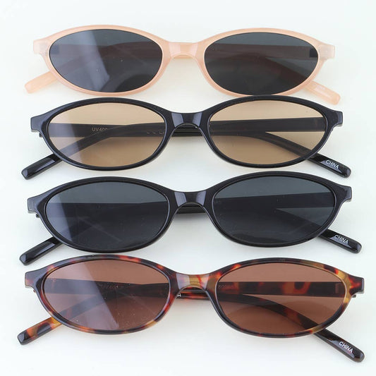 Sleek Small Lens Chic Oval Sunglasses
