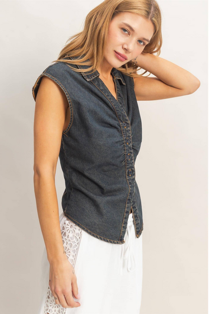Black Denim Vest Top