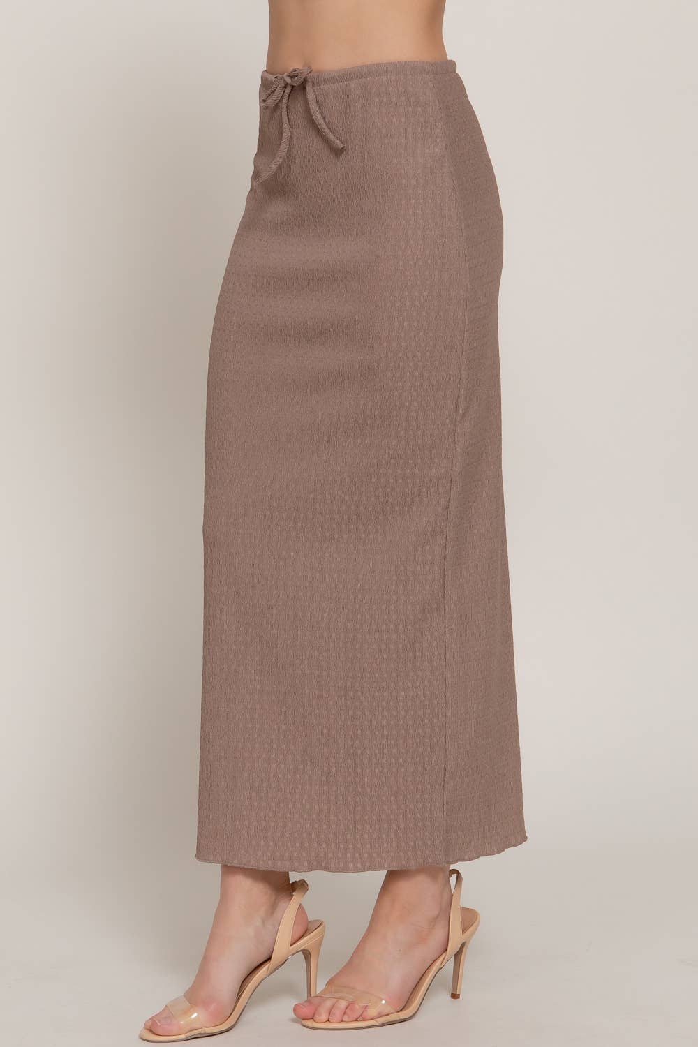 Taupe Texture Knit Long Skirt