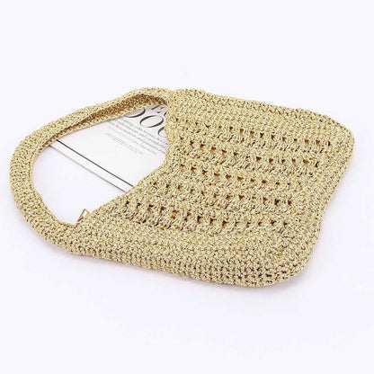 Braided Metallic Hobo Bag - Gold or Silver