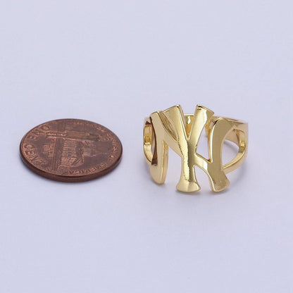 Gold NY Yankees Baseball Statement Ring