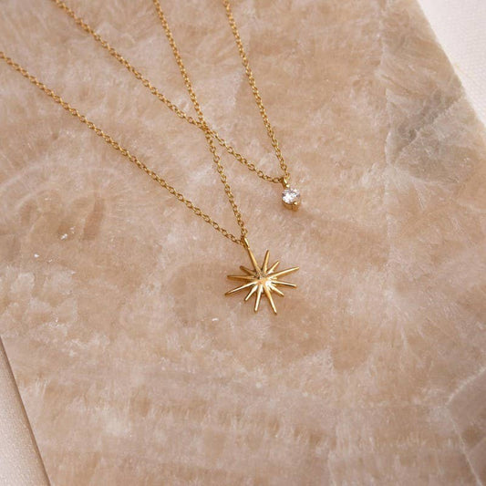 18K Starlight Pendant Layered Necklace | Gold