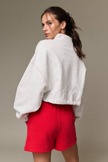 Anna Contrast Stitch Red and Grey Pullover