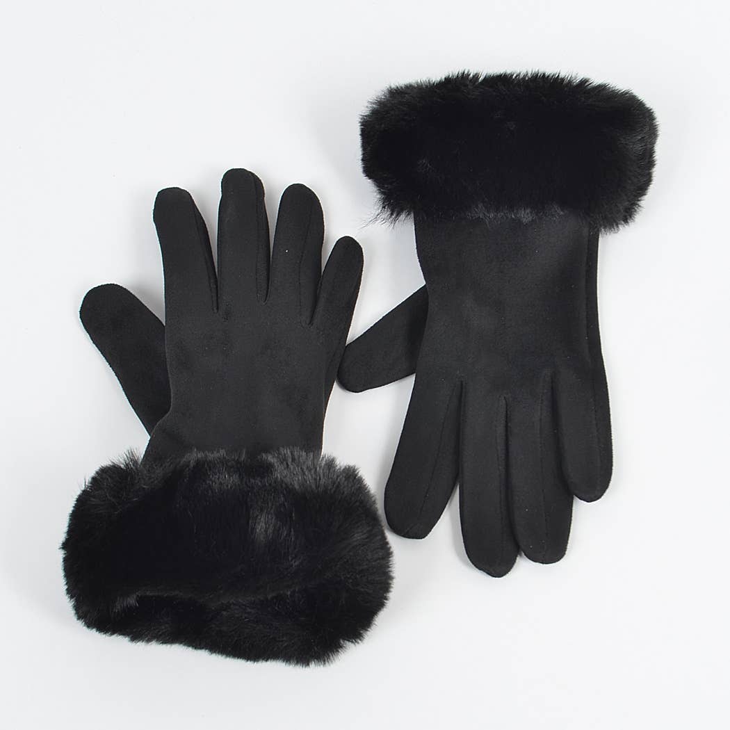 Faux Suede Gloves W faux fur - 3 Colors
