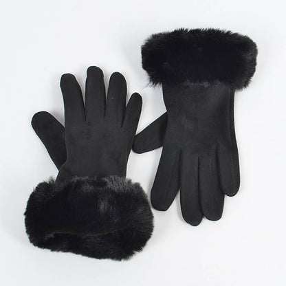 Faux Suede Gloves W faux fur - 3 Colors
