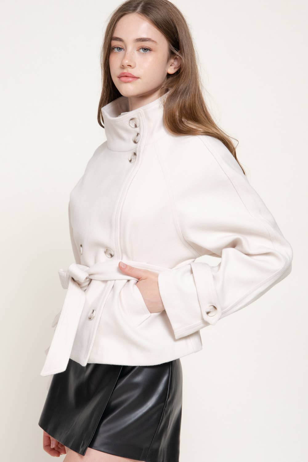 High Neck Double Breasted Jacket