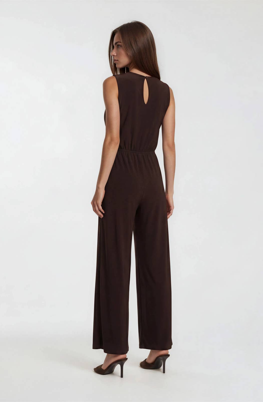 Dark Brown V-Neck Jumpsuit
