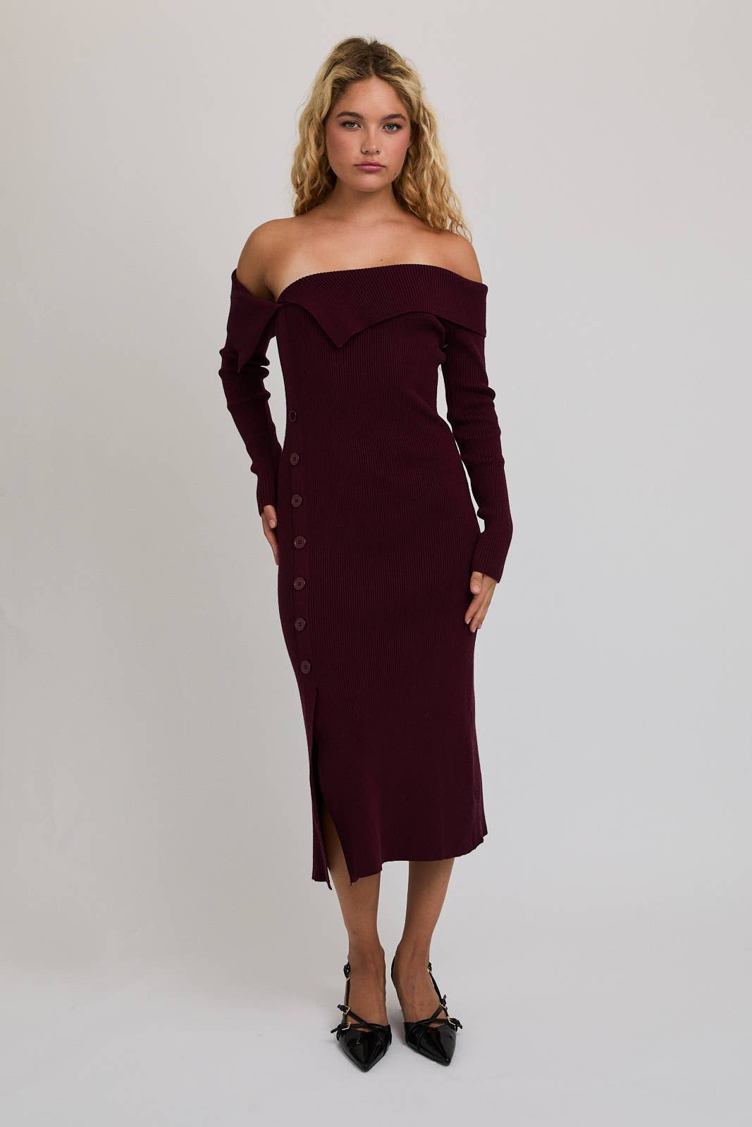 Off The Shoulder Asymmetrical Sweater Dress