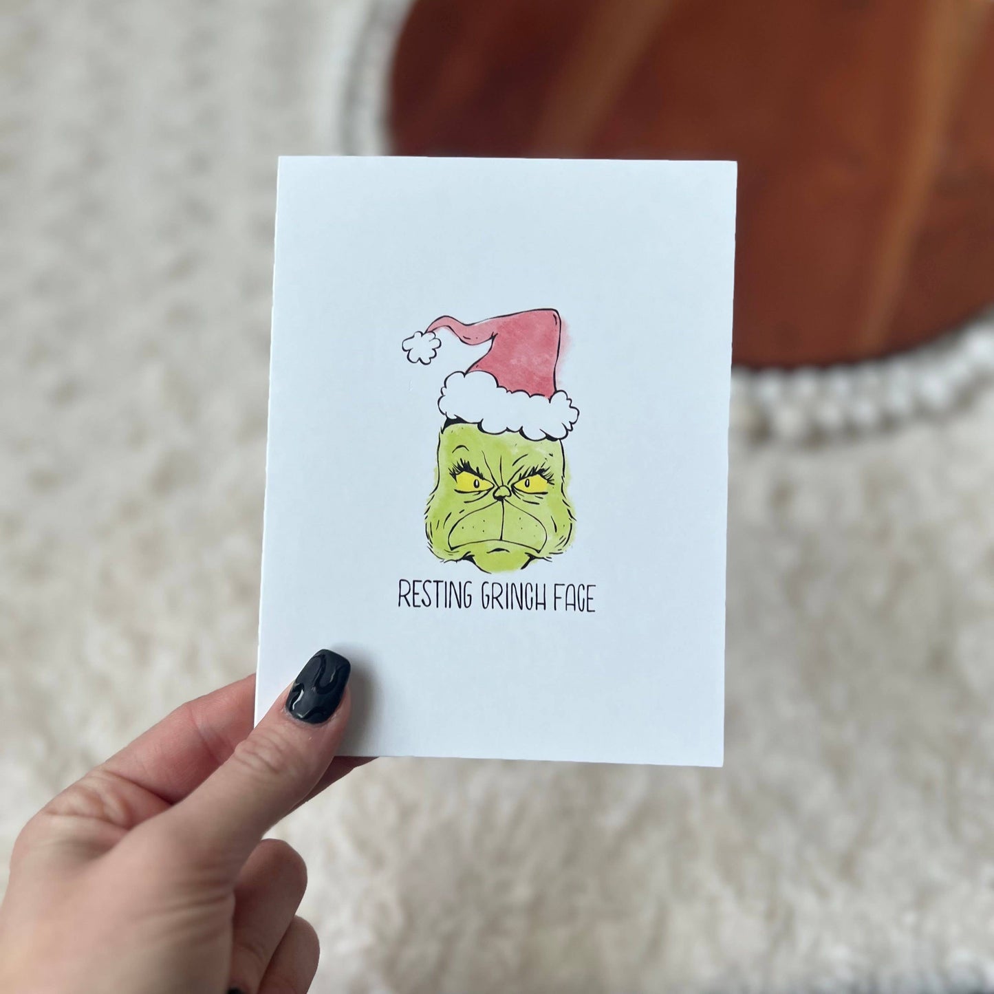 Resting Grinch Face Greeting Card