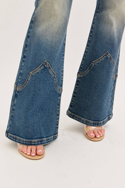 Mid Rise Western Super Flare Jeans