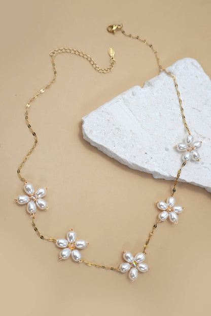 Pearl Flower Station Necklace