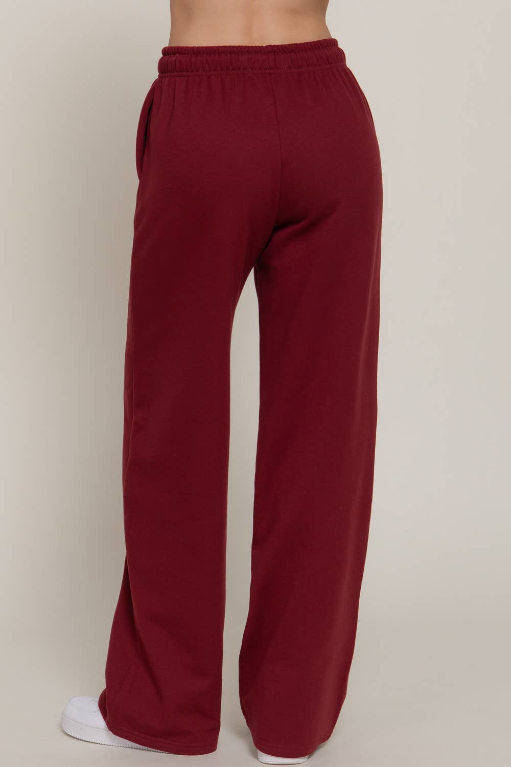 Straight Leg Inner Fleece Jogger Pants in Burgundy