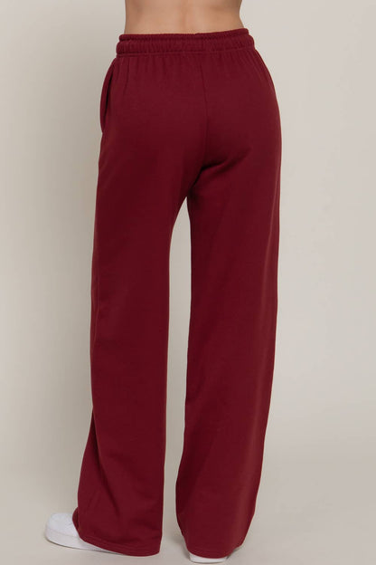 Straight Leg Inner Fleece Jogger Pants in Burgundy