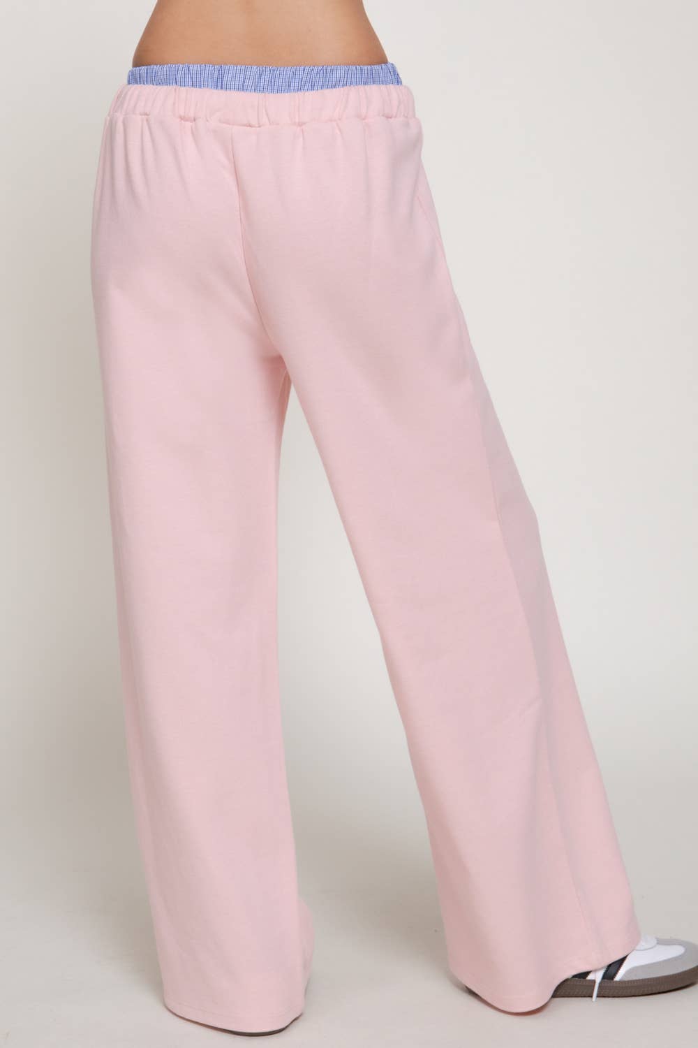 Pink & Blue Checkered Elastic Waist Sweatpants