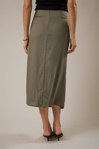 Olive Midi Skirt w/ Slit