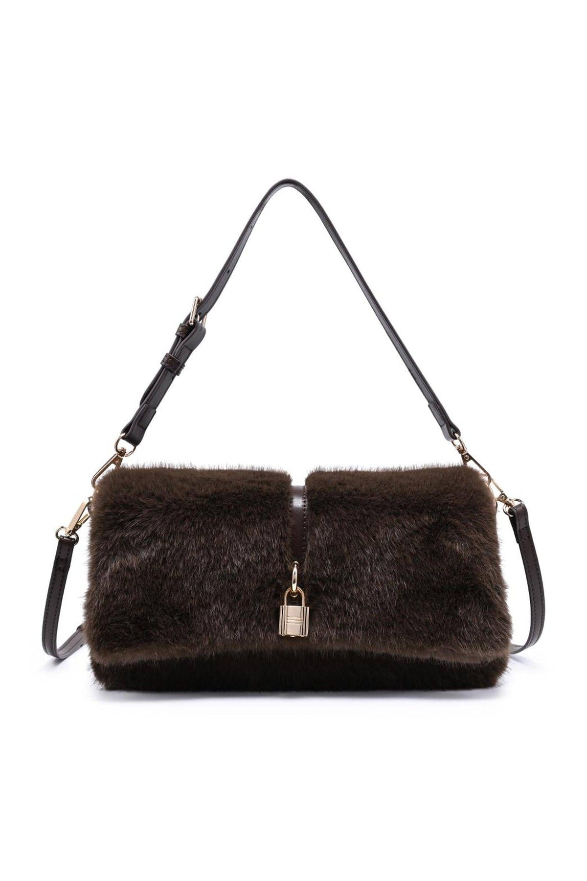 Faux Fur Chocolate Brown Shoulder Bag