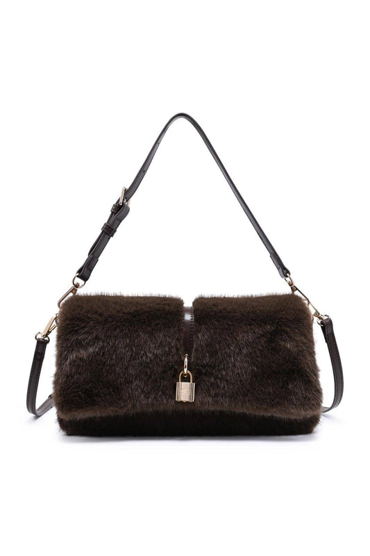 Faux Fur Chocolate Brown Shoulder Bag