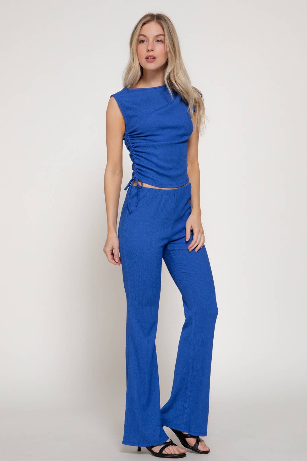 Texture Navy Blue Flare Pants