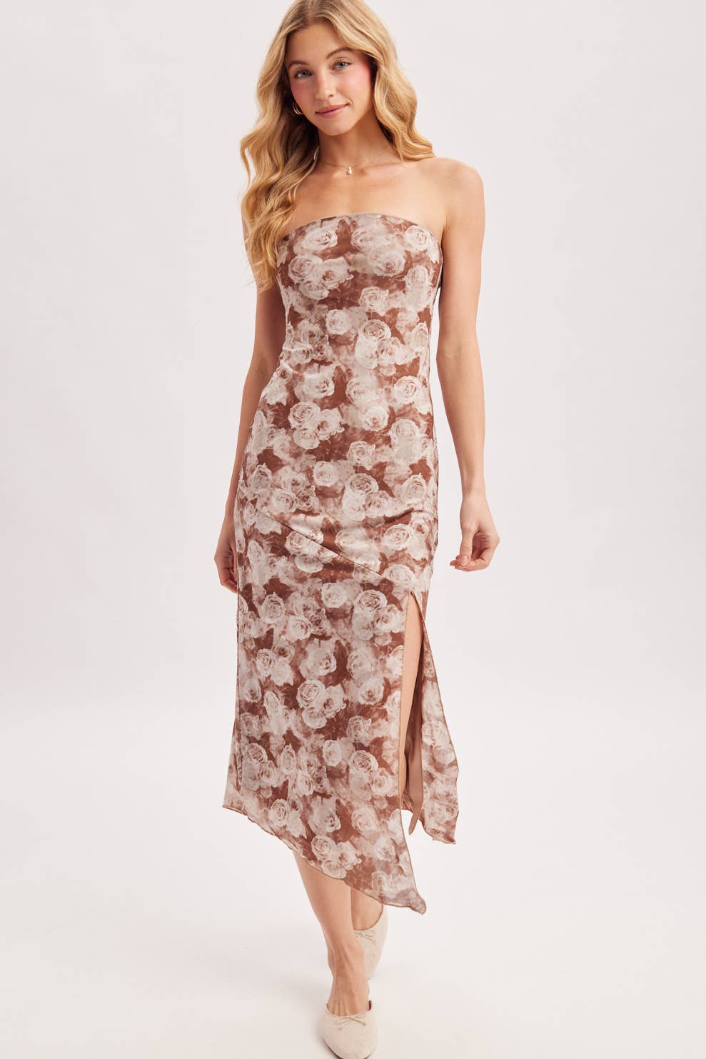 Floral Mesh Midi Dress