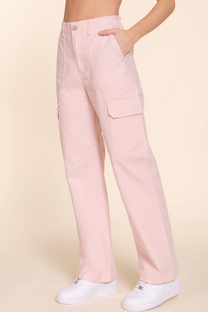 Light Pink Denim Cargo Long Pants