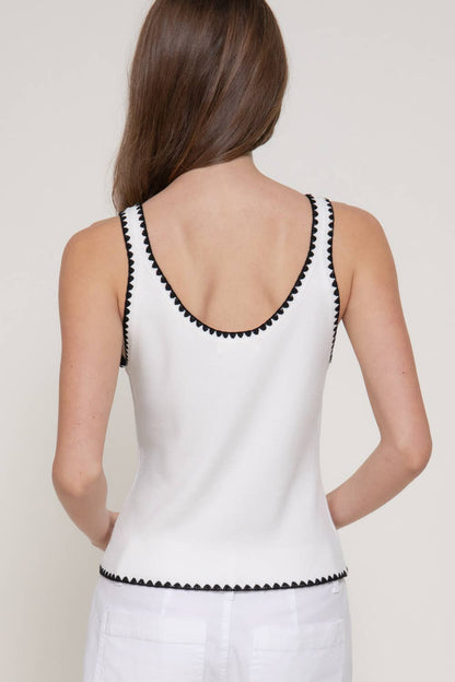Line Embroidery Detail Sweater Top