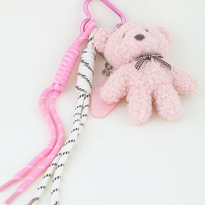 Pink Ribbon Bear Tassel Keychain