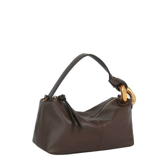 Chunky Link Handle Hobo Baguette Bag in chocolate Brown