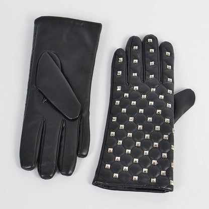 Metal Studed Faux Leather Gloves
