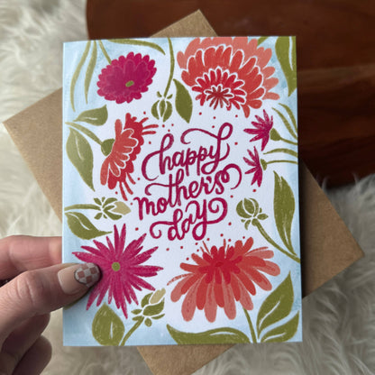 Happy Mother's Day Florals Blue Card