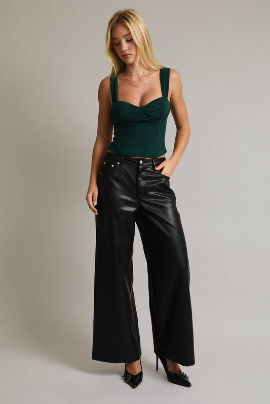 High Waist Black Faux Leather Pants